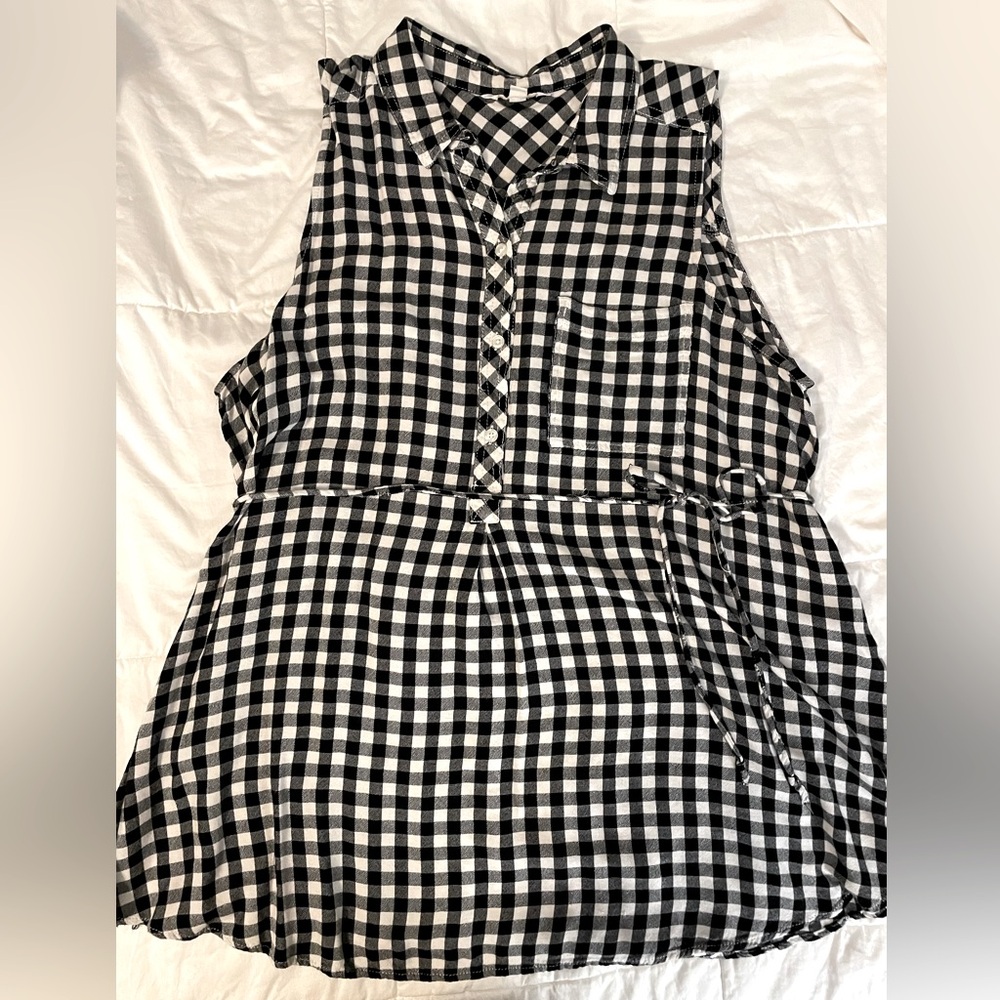 Sleeveless Buffalo Plaid Maternity Top